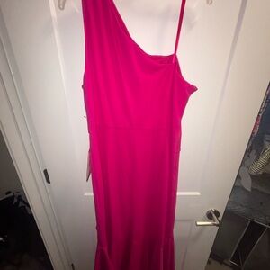 Papell Studio Women's One-Shoulder Fuchsia Dress